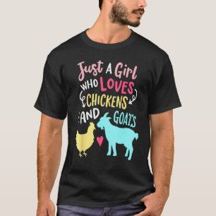 Cute Girl Who Loves Chickens Goats Lover Farmer Gi T-Shirt