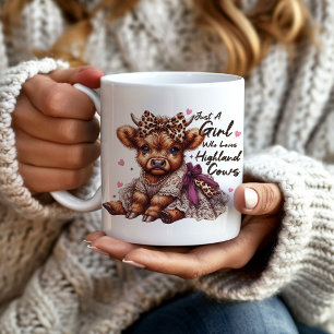 Cute Girl Who Loves Highland Cows Bow Coffee Mug