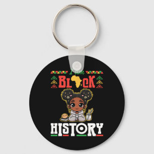 Cute Girl With Africa Map Books Pen I Am Black His Key Ring