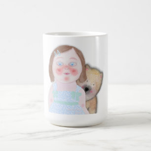 Cute girl with bear Custom-Cut Vinyl Sticke Coffee Mug