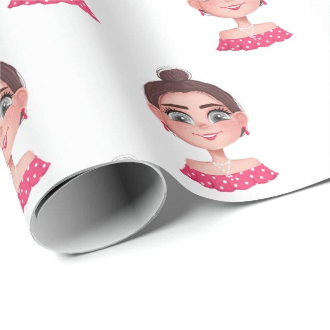 Cute Girl With Big Eyes Wrapping Paper (Roll Corner)