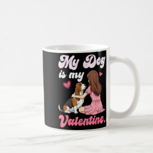 Cute girl with dog is valentine basset hound momCu Coffee Mug