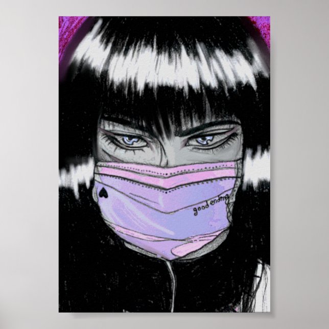 Cute Girl With Face Mask Poster (Front)