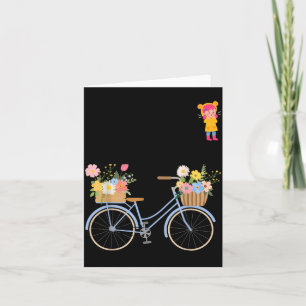 Cute Girl with Flower Bicycle Funny Unisex Design Card