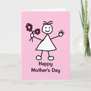 Cute Girl with Flowers Mother's Day Card