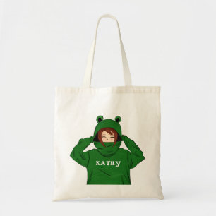 Cute Girl with Green Frog Hoody Drawing Tote Bag