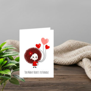 Cute Girl with Heart Balloons Valentine Card
