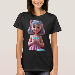 Cute Girl with Heart Funny Unisex Design for Men T-Shirt