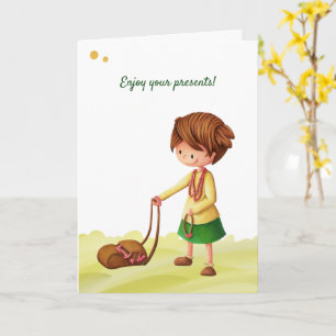 Cute Girl with Jewels Personalised Funny Birthday Card