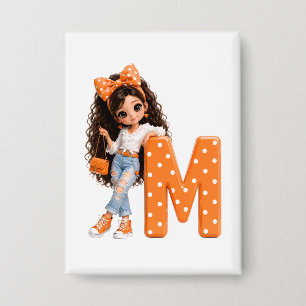 Cute Girl with Letter M Throw Blanket