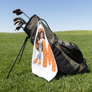 Cute Girl with Letter M Throw Blanket Golf Towel