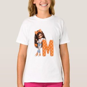 Cute Girl with Letter M Throw Blanket T-Shirt