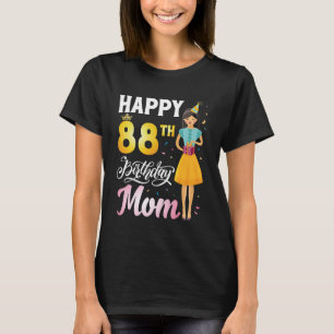Cute Girl with Present Happy 88th Birthday Mum Hap T-Shirt