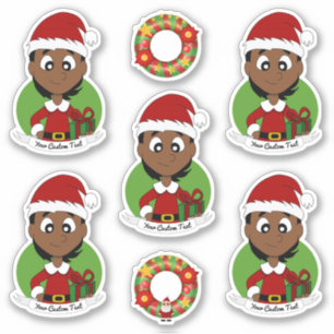 Cute girl with short black hair holiday cartoon st