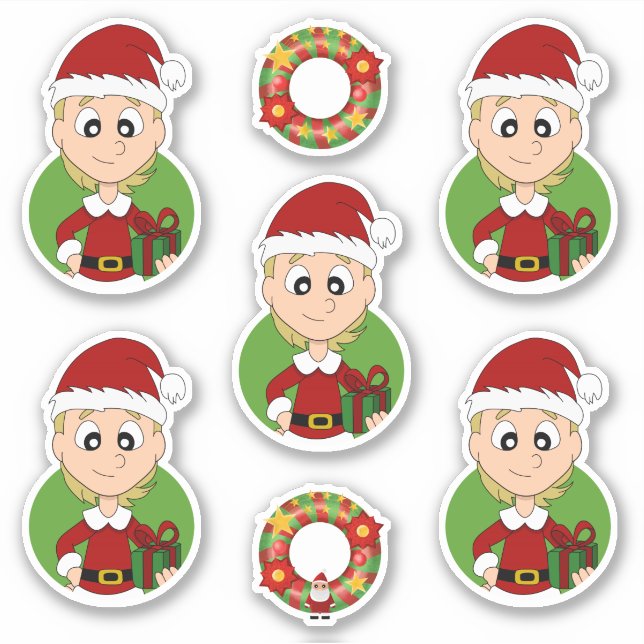 Cute girl with short blonde hair Christmas cartoon (Front)