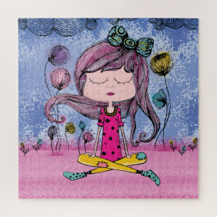 Cute girl yoga illustration jigsaw puzzle
