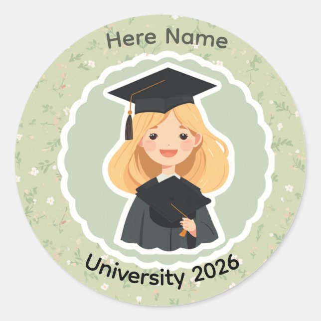 Cute Girle  Graduation Sticker (Front)