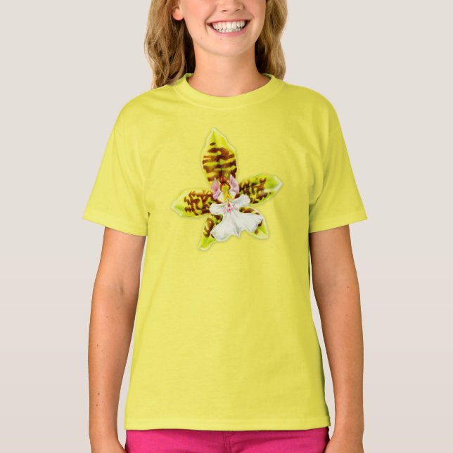 Cute girlie flower orchid kids t-shirt (Front)