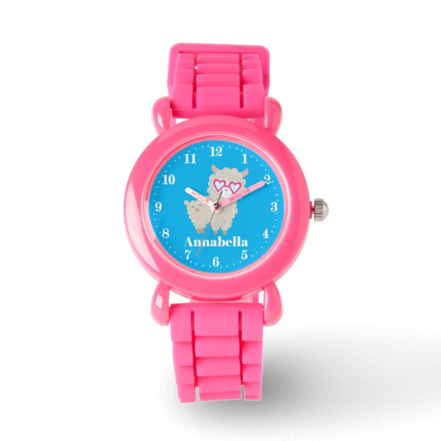 Cute girls add name llama watch (Front)