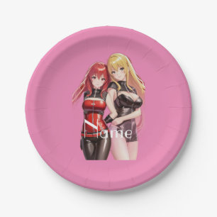 Cute Girls Anime Thunder_Cove Paper Plate