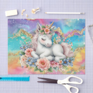 Cute girls baby unicorn decoupage tissue paper