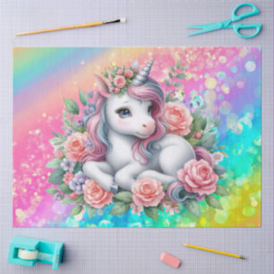 Cute girls baby unicorn decoupage tissue paper