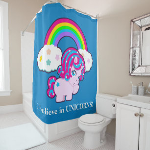 Cute girls bathroom Fantasy unicorn add name Shower Curtain