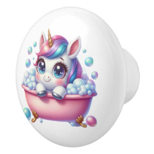 Cute girls bathroom unicorn ceramic knob