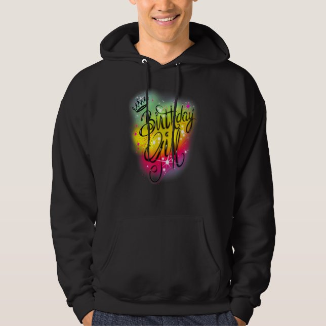 Cute Girls Birthday Party Birthday Airbrush Graffi Hoodie (Front)