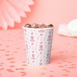 Cute Girls Birthday Party Pink Dinosaur Paper Cups
