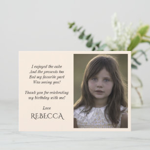 Cute girls birthday photo thank you card