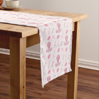 Cute Girls Birthday Pink Dinosaur Short Table Runner