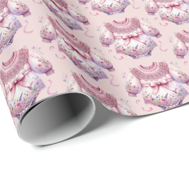 Cute girls bodysuit tiled pattern  wrapping paper (Roll Corner)