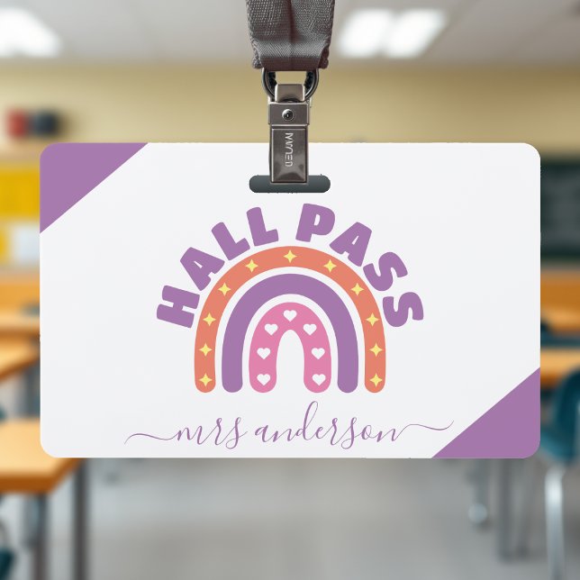 Cute Girls Boho Rainbow Teacher Student Hall Pass ID Badge (Cute Girls Boho Rainbow Teacher Student Hall Pass Badge
)