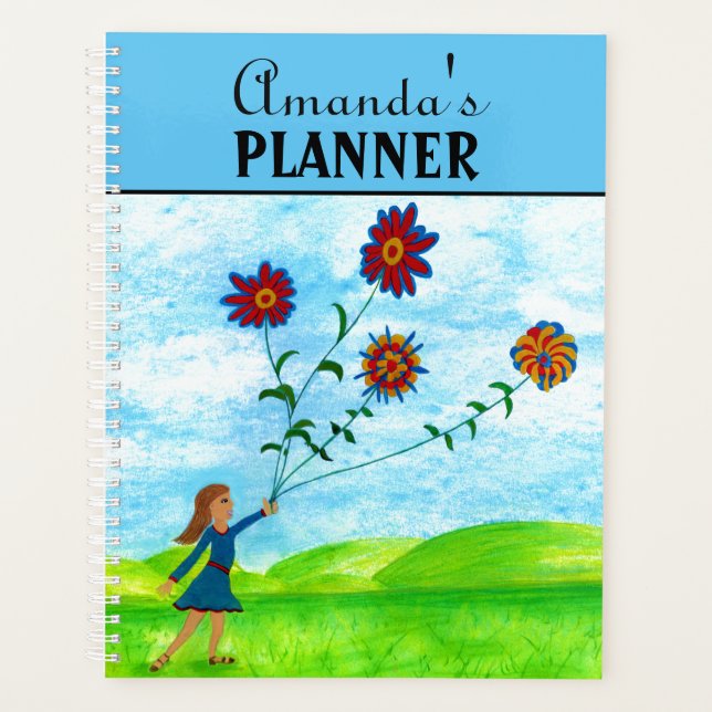 Cute Girls Colourful Floral Planner (Front)