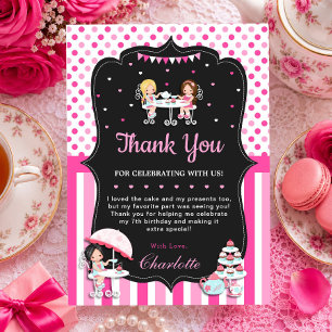 Cute Girls Cupcake High Tea Party Birthday Pink Thank You Card