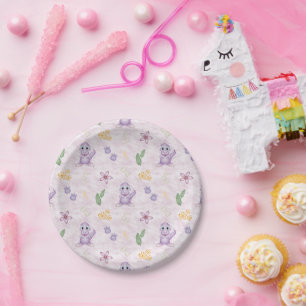Cute Girls Dino Birthday Dinosaur Paper Plate