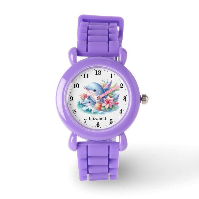 Cute girls dolphin lovers add name  watch (Front)
