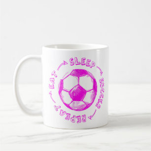 Cute Girls Eat Sleep Soccer Repeat - Youth Player  Coffee Mug