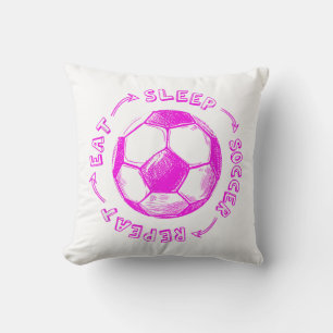 Cute Girls Eat Sleep Soccer Repeat - Youth Player Cushion