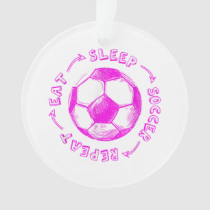 Cute Girls Eat Sleep Soccer Repeat - Youth Player Ornament