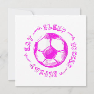 Cute Girls Eat Sleep Soccer Repeat - Youth Player Save The Date