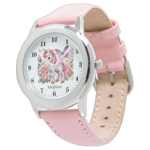 Cute girls fantasy unicorn add name  watch