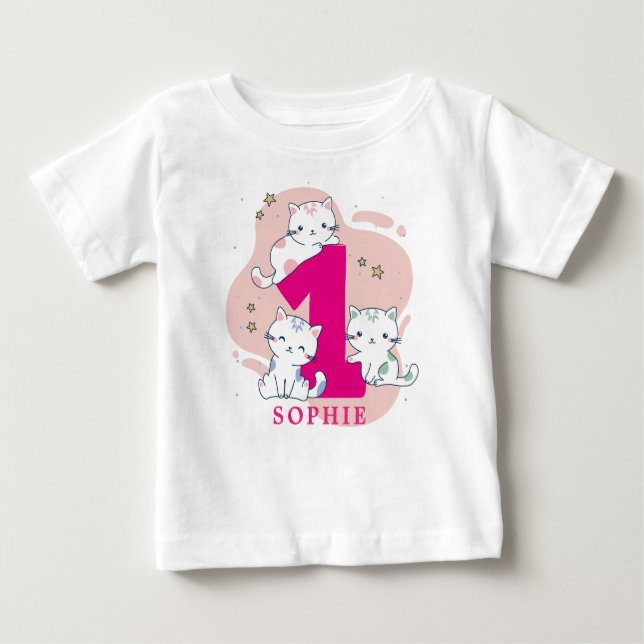Cute Girls First Birthday Baby T-Shirt (Front)