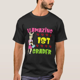 Cute Girls First Llamazing 1st Grader Llama Back t T-Shirt