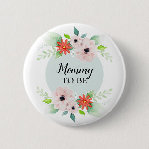 Cute Girls Floral Mummy To Be Baby Shower 6 Cm Round Badge