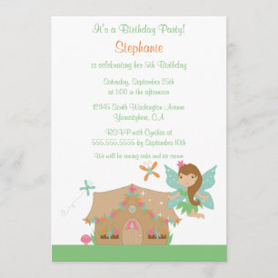 Cute girl's flying fairy birthday party invitation