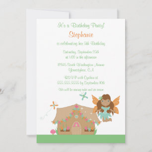 Cute girl's flying fairy birthday party invitation
