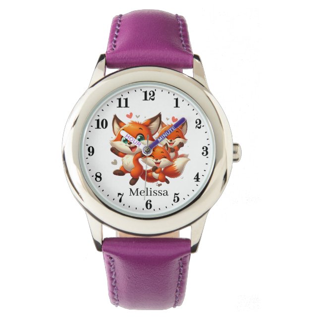 Cute girls fox lovers add name watch (Front)