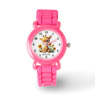 Cute girls giraffe add name watch